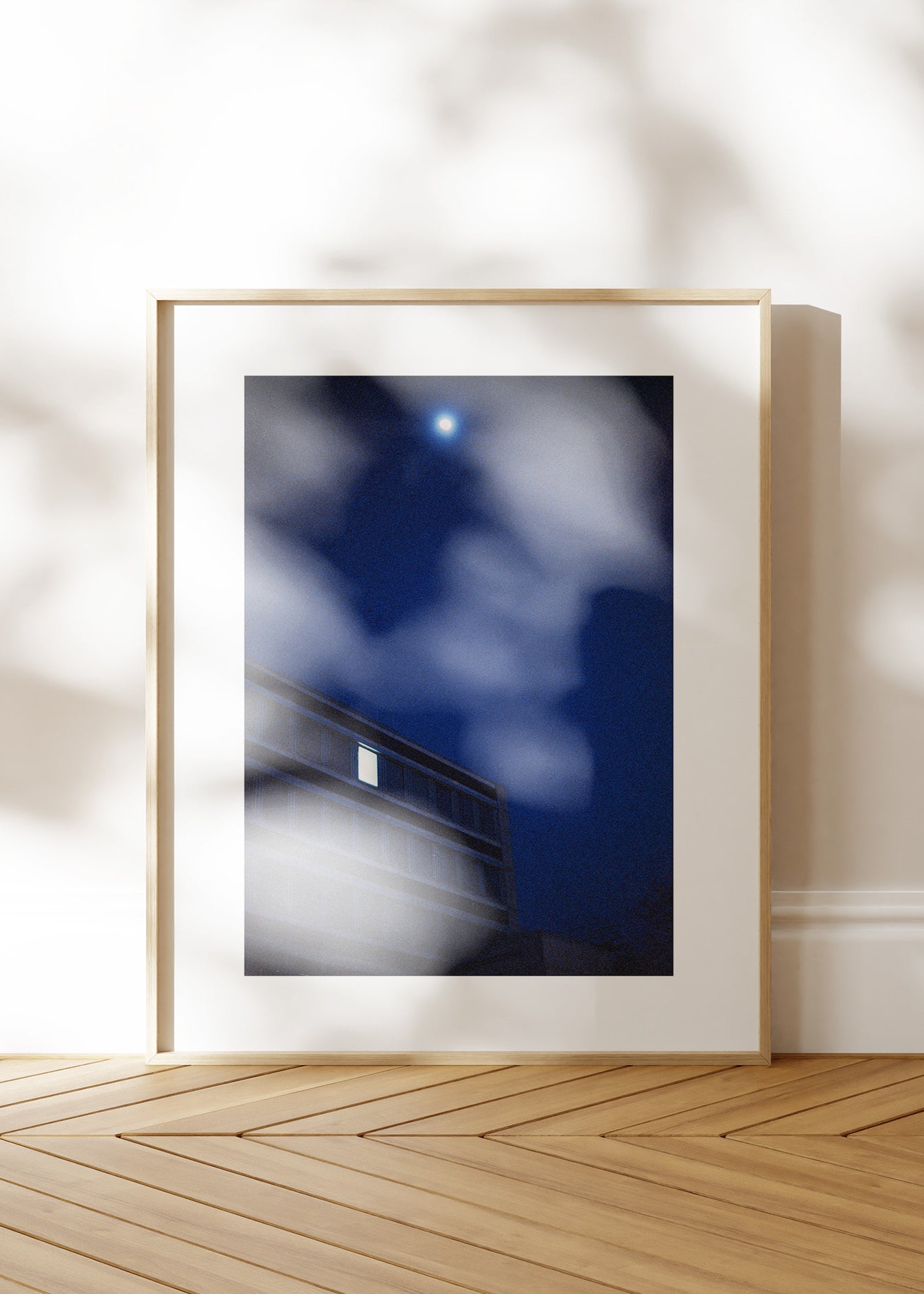 Gerahmter Kunstdruck "Mond und Büro"